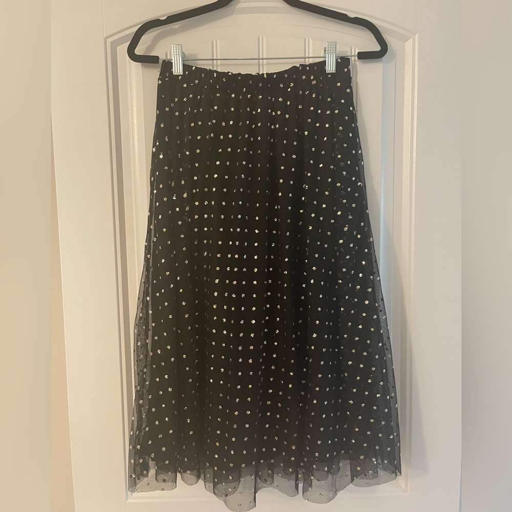 H&M Divided Black Skirt with gold glitter dots// size small